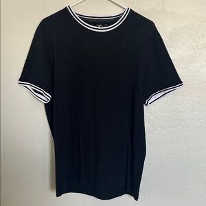 Denim & Flower Black Tee with White Accents